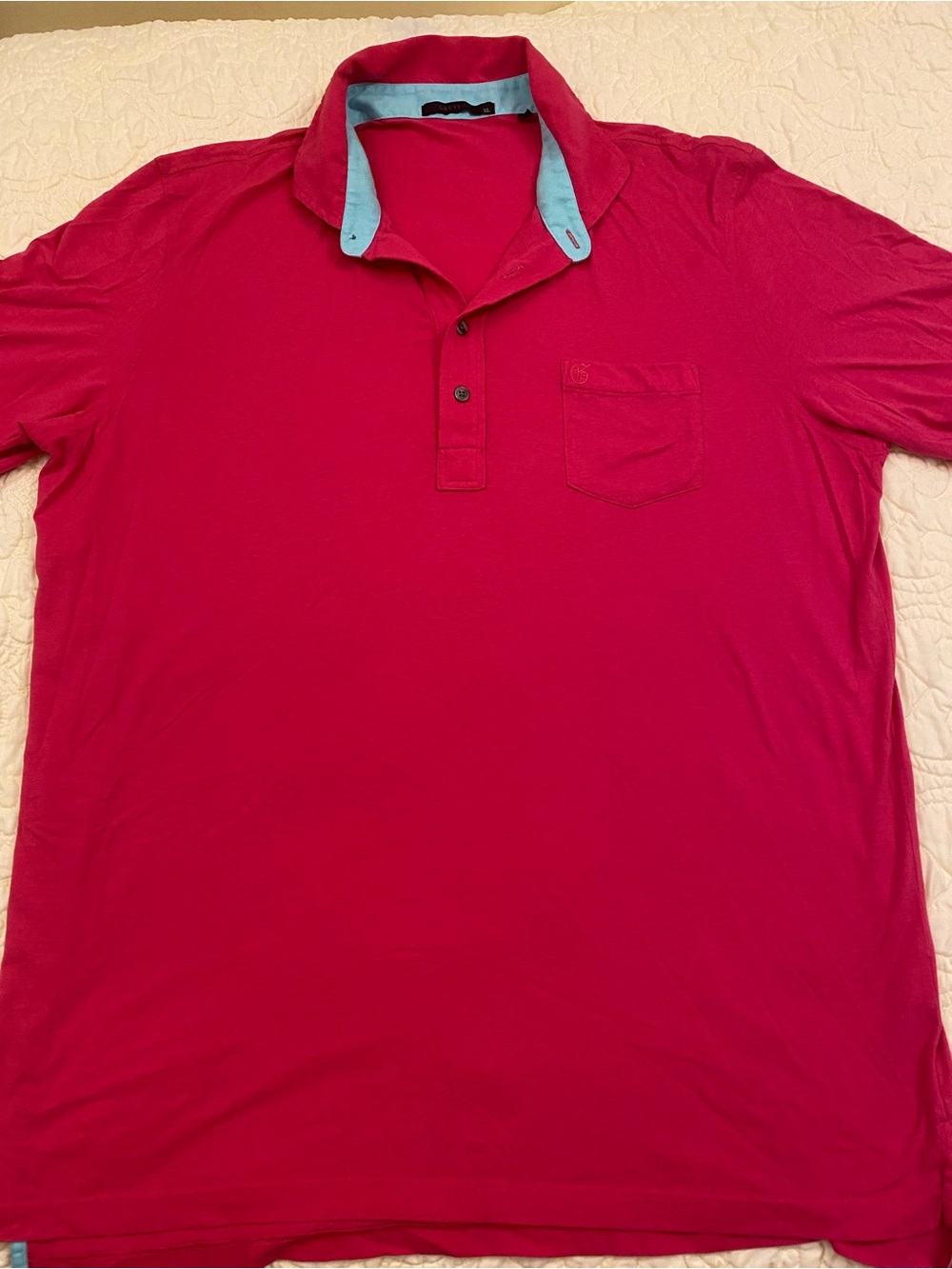 Greyson Hot Pink Shirt with Light Blue Trim